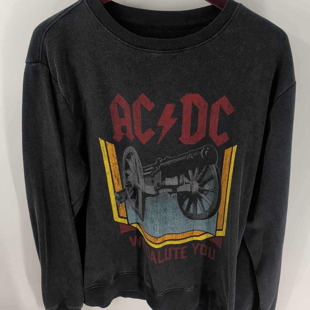 AC/DC 2003 We Salute You Music Rock Graphic Pullover Sweatshirt Black Size M - Picture 3 of 8